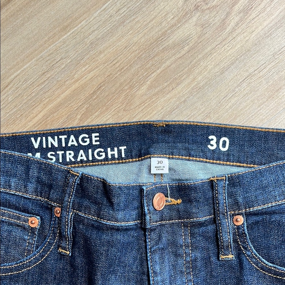 J. Crew Vintage Slim Straight Jeans - Dark Blue Sz 30 - Picture 5 of 9